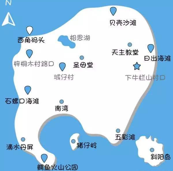 涠洲岛景点分布图