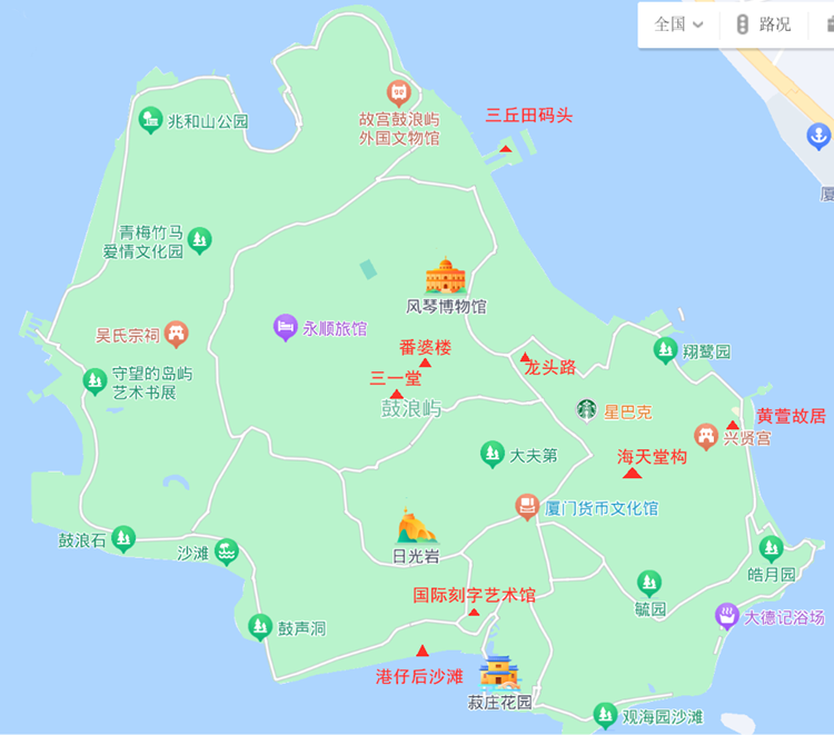 鼓浪屿景点分布图