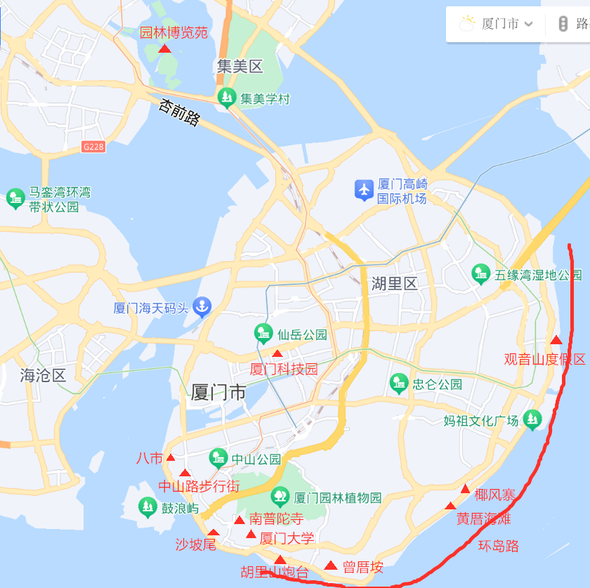 厦门景点分布图