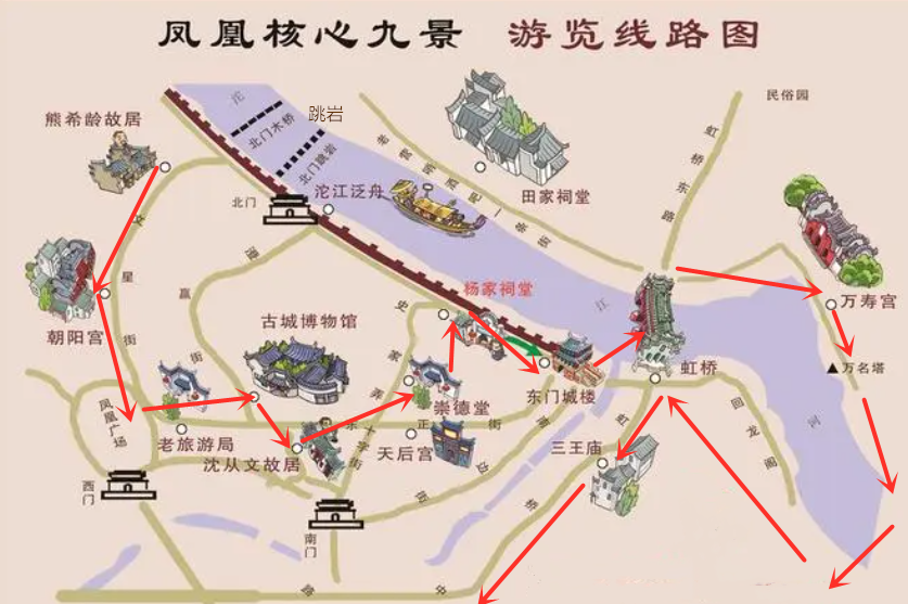 凤凰古城路线导览图